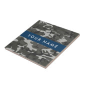 灰色の迷彩模様、お名前、パーソナライズ タイル (側面)