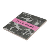 灰色の迷彩模様、お名前、パーソナライズ タイル (側面)