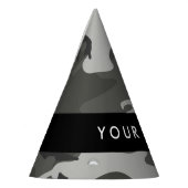 灰色の迷彩模様、お名前、パーソナライズ パーティーハット (左)