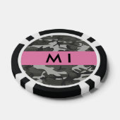 灰色の迷彩模様、お名前、パーソナライズ ポーカーチップ (シングル)