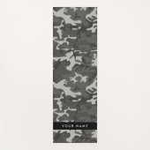 灰色の迷彩模様、お名前、パーソナライズ ヨガマット (正面)