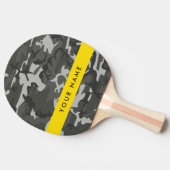 灰色の迷彩模様、お名前、パーソナライズ 卓球ラケット (横)