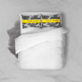 灰色の迷彩模様、お名前、パーソナライズ 枕カバー