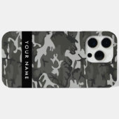 灰色の迷彩模様、お名前、パーソナライズ Case-Mate iPhoneケース (裏面 (横))