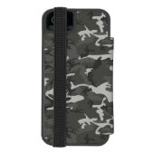 灰色の迷彩模様、お名前、パーソナライズ INCIPIO iPhoneウォレットケース (フォリオ裏面)