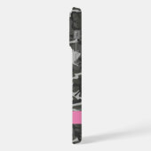 灰色の迷彩模様、お名前、パーソナライズ iPhoneケース (左側面)