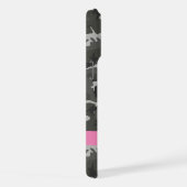 灰色の迷彩模様、お名前、パーソナライズ iPhoneケース (右側面)