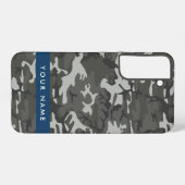 灰色の迷彩模様、お名前、パーソナライズ SAMSUNG GALAXYケース (裏面横)