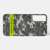 灰色の迷彩模様、お名前、パーソナライズ SAMSUNG GALAXYケース (裏面横)