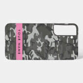 灰色の迷彩模様、お名前、パーソナライズ SAMSUNG GALAXYケース (裏面横)