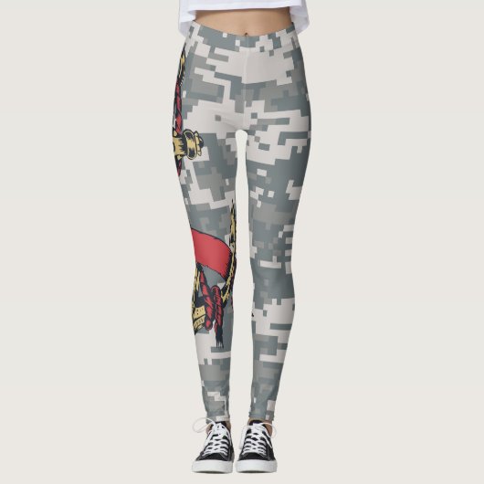 灰色の迷彩、いかりグラフィックデザイン023。 レギンス (正面)