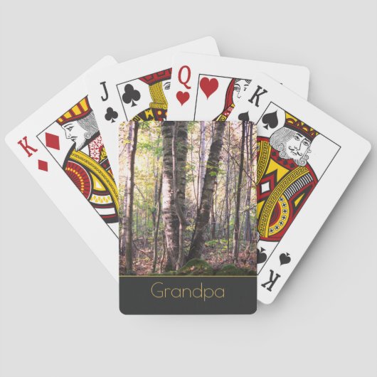 灰色の金ゴールドと白い樺の木の木 トランプ (裏面)