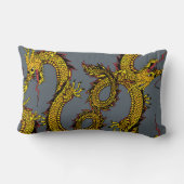 灰色の金ゴールド及び赤いドラゴン ランバークッション (裏面)