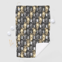 灰色の金色の長方形の彫刻と染色 ゴルフタオル