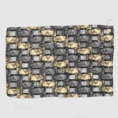 灰色の金色の長方形の彫刻と染色 ゴルフタオル (横)