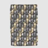 灰色の金色の長方形の彫刻と染色 ゴルフタオル (正面)