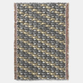 灰色の金色の長方形の彫刻と染色 スローブランケット (正面縦)