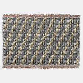 灰色の金色の長方形の彫刻と染色 スローブランケット