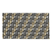 灰色の金色の長方形の彫刻と染色 枕カバー (裏面-左)