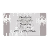 灰色の銀の美しい白いシャンデリアのダマスク ラベル (正面)