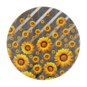 灰色の銀の花に美しい黄色のストライプ花 カッティングボード (正面)