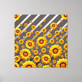 灰色の銀の花に美しい黄色のストライプ花 キャンバスプリント