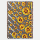 灰色の銀の花に美しい黄色のストライプ花 スローブランケット (正面縦)