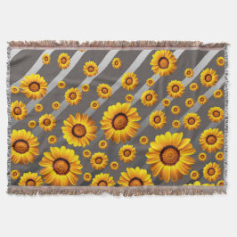 灰色の銀の花に美しい黄色のストライプ花 スローブランケット
