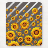 灰色の銀の花に美しい黄色のストライプ花 マウスパッド (正面)