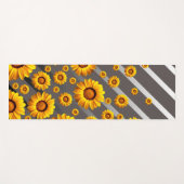 灰色の銀の花に美しい黄色のストライプ花 ヨガマット (正面(横))