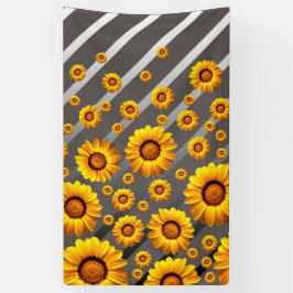 灰色の銀の花に美しい黄色のストライプ花 横断幕