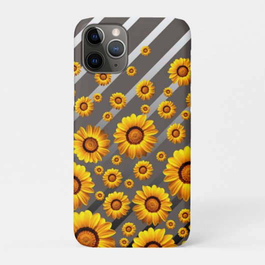 灰色の銀の花に美しい黄色のストライプ花 Case-Mate iPhoneケース (裏)