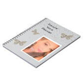 灰色の銀の輝く蝶あなたの写真 ノートブック (左側)