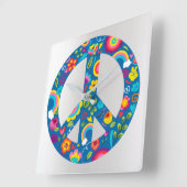 灰色の銀色のホログラフィックピースラブ スクエア壁時計 (傾斜)