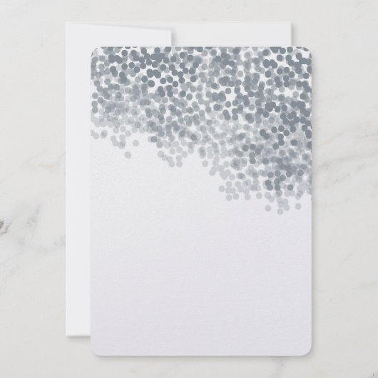灰色の銀製のきらめくライトシャワーの招待状 招待状 (裏面)