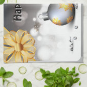 灰色の銀製の金ゴールドの休日のつまらないもの キッチンタオル (折り畳み)