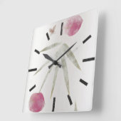 灰色の銀製の黒い花のミニマリズムの花びらは上がりました スクエア壁時計 (傾斜)