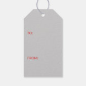 灰色の陽気なクリスマスに可愛い赤い冬の鳥 ギフトタグ (裏面)