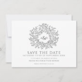 灰色の離れ白い写真の結婚円 セーブザデート (正面)