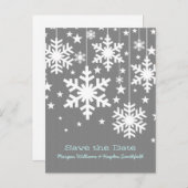 灰色の雪と星の日付はがきを保存 案内ポストカード (正面/裏面)