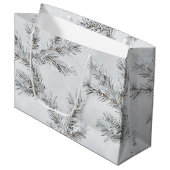 灰色の雪のクリスマスツリーの枝 ラージペーパーバッグ (正面アングル)