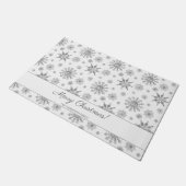 灰色の雪片とカスタムの名前 ドアマット (アングル)