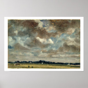 灰色の雲で広大な風景， c.1821 (油) ポスター