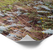 灰色の雲の砂丘草原の風景 ポスター (角)