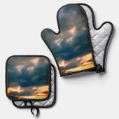 灰色の雲 鍋つかみ&鍋敷きセット (正面/裏面)