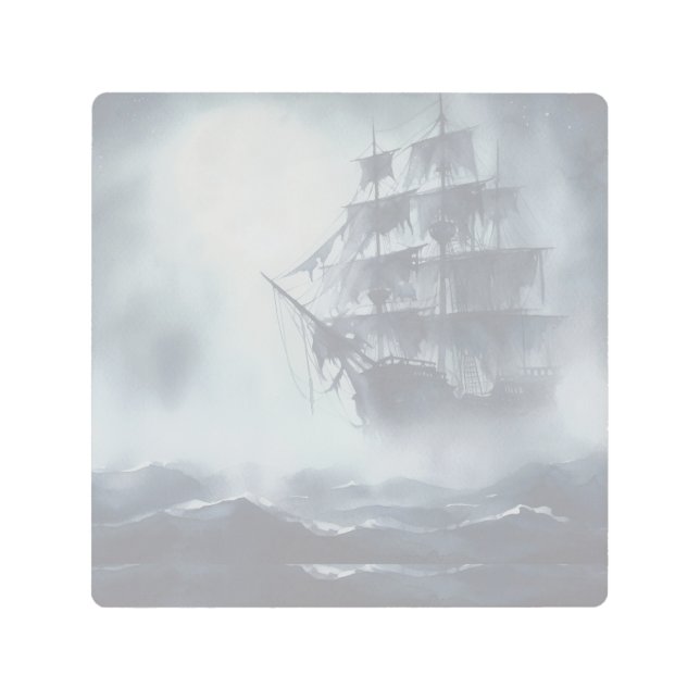 灰色の霧の海賊船の引退 メタルプリント (正面)