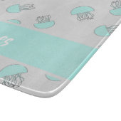 灰色の青いクラゲ カッティングボード (角)