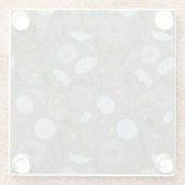 灰色の青いタンポポお洒落ンの花のパターン ガラスコースター (裏面)