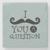 灰色の青い口ひげ質問の父の日 ストーンコースター (正面)