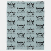 灰色の青い口ひげ質問の父の日 フリースブランケット (正面)